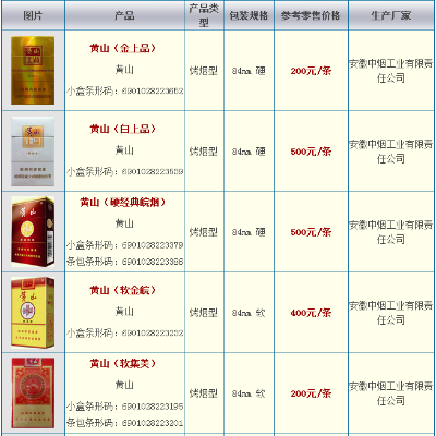黄山五星香烟价格一览，烟民必看的价格表及图片 - 3 - www.680860.com微商资讯网