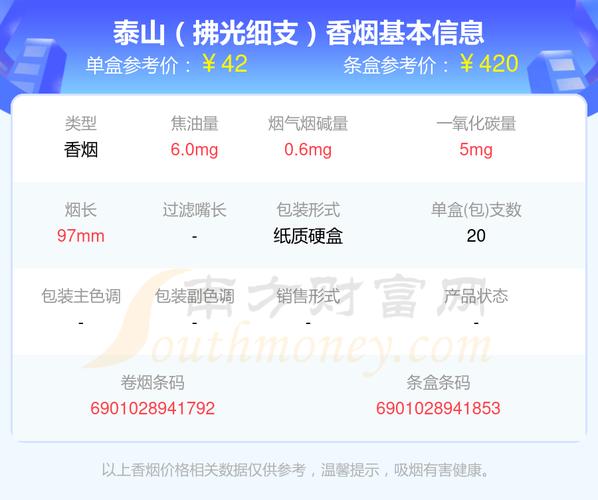 泰山悦烟价格表
